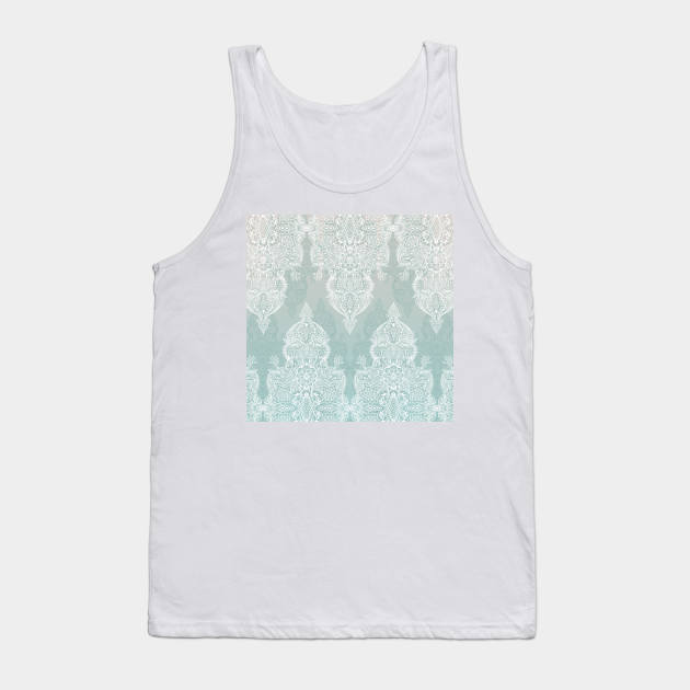 Lace & Shadows - soft sage grey & white Moroccan doodle Tank Top by micklyn